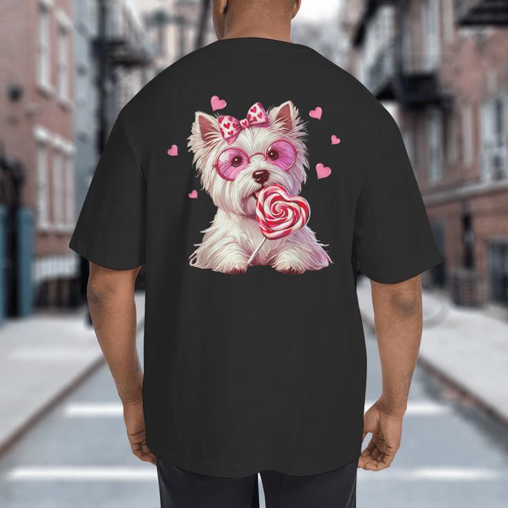 Westie Dog Valentines Day Dog Mom Westie Dad Candy Sucker For Men Women Girls Kids Big And Tall Men's T-Shirt Back Print