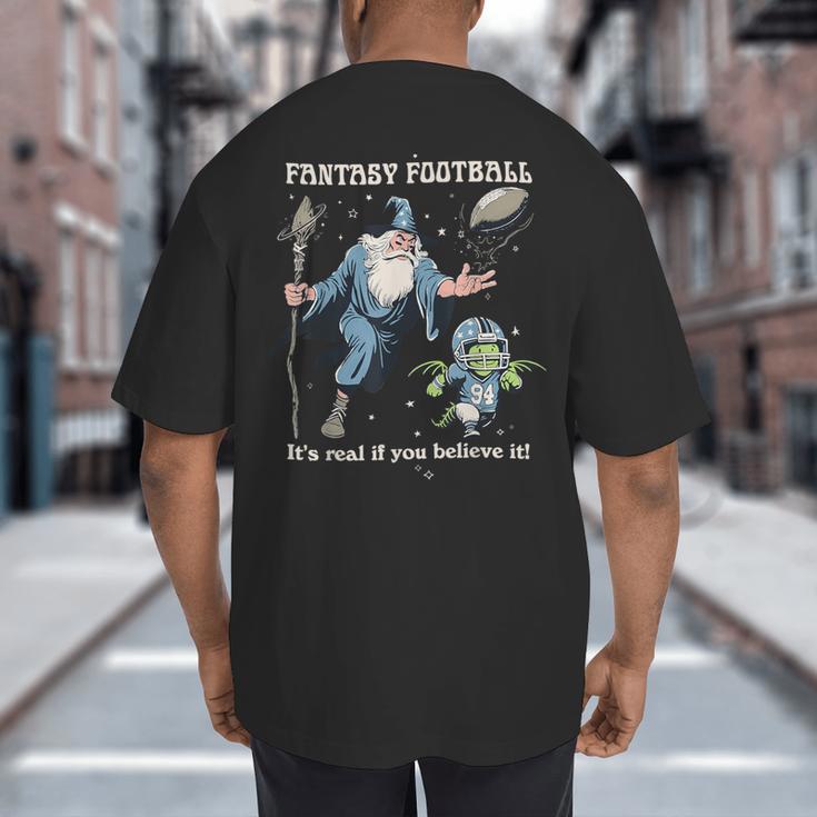 Wizard Dragon Fantasy Football Player Literal Dad Joke Big And Tall Men's T-Shirt Back Print