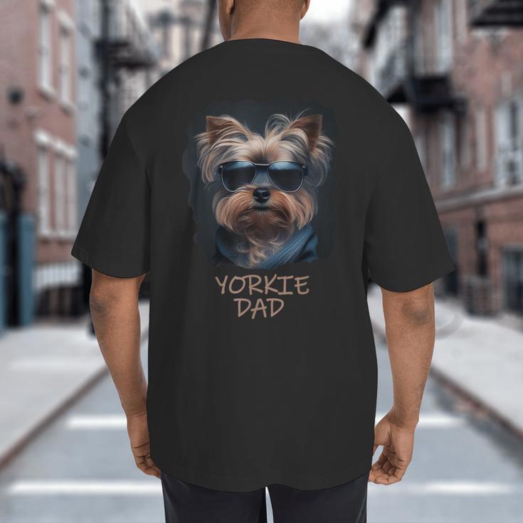 Yorkie Dad Cute Cool Dog In Sunglasses C Big And Tall Men's T-Shirt Back Print