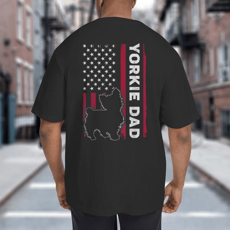 Yorkie Dog Vintage US American Flag Yorkie Dad Fathers Day Big And Tall Men's T-Shirt Back Print