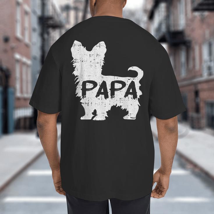 Yorkshire Terrier Papa Dog Puppy Doggie Pet Lover Yorkie Dad Big And Tall Men's T-Shirt Back Print