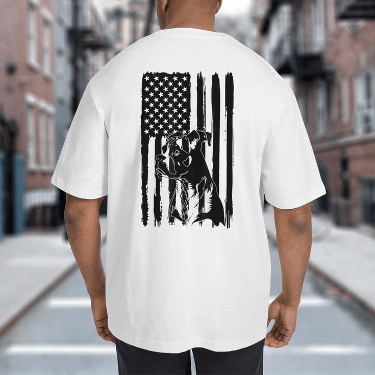 American Flag USA Patriot Boxer Dog Dad Big And Tall Men's T-Shirt Back Print
