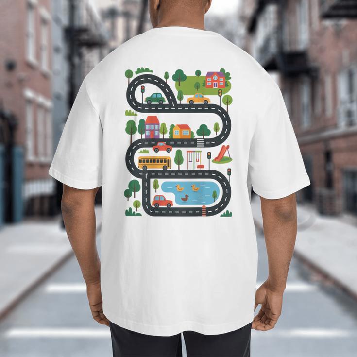 On Back Tired Dads Club Car Race Track On Dad Daddy Big And Tall Men's T-Shirt Back Print