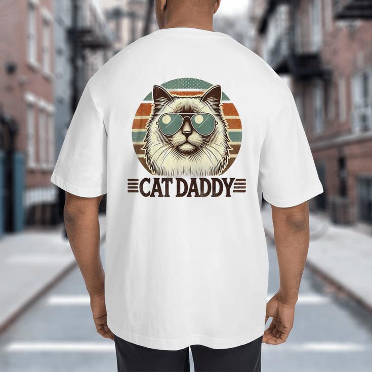 Cat Daddy Cool Ragdoll Cat Father's Day Retro Cat Dad Big And Tall Men's T-Shirt Back Print