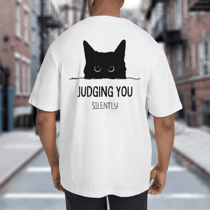 Cat Judging You Silently Cat Mom Dad Premium Tri-Blend Big And Tall Men's T-Shirt Back Print