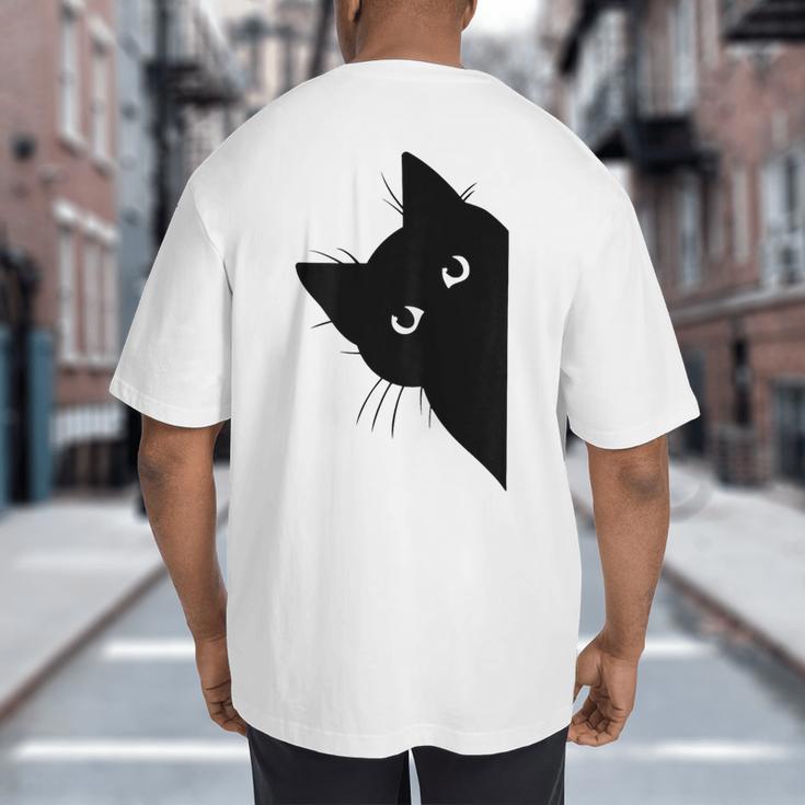 Curious Cat Peeking Sneaky Cat Cat Mom Cat Dad Big And Tall Men's T-Shirt Back Print Curious Cat Peeking Sneaky Cat Cat Mom Cat Dad Big And Tall Men's T-Shirt Back Print