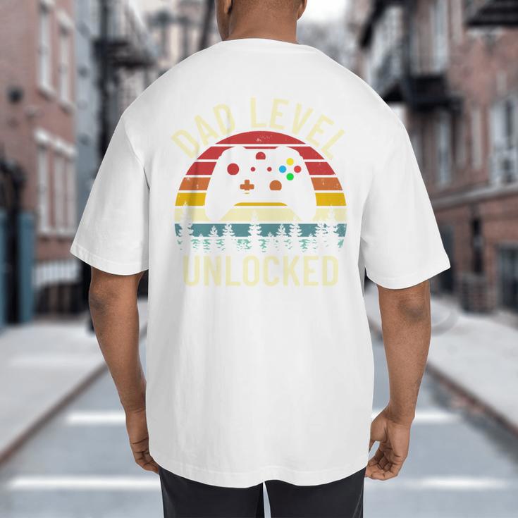 Cute Vintage Dad Level Unlocked Funny Gamer New Daddy Father Big And Tall Men's T-Shirt Back Print