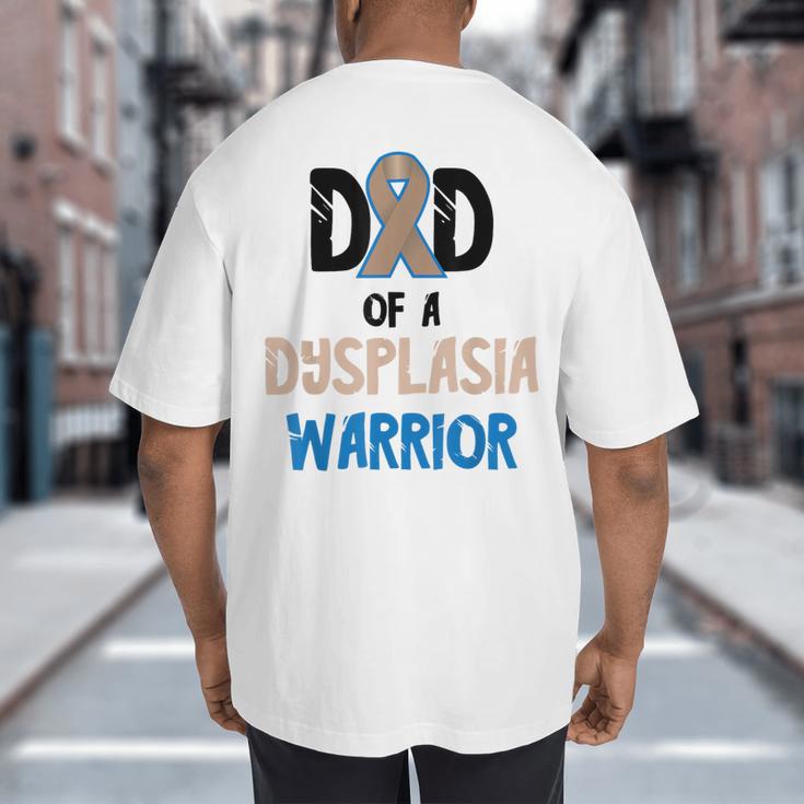Dad Of A Hip Dysplasia Warrior Beige Blue Hip Dysplasia Big And Tall Men's T-Shirt Back Print