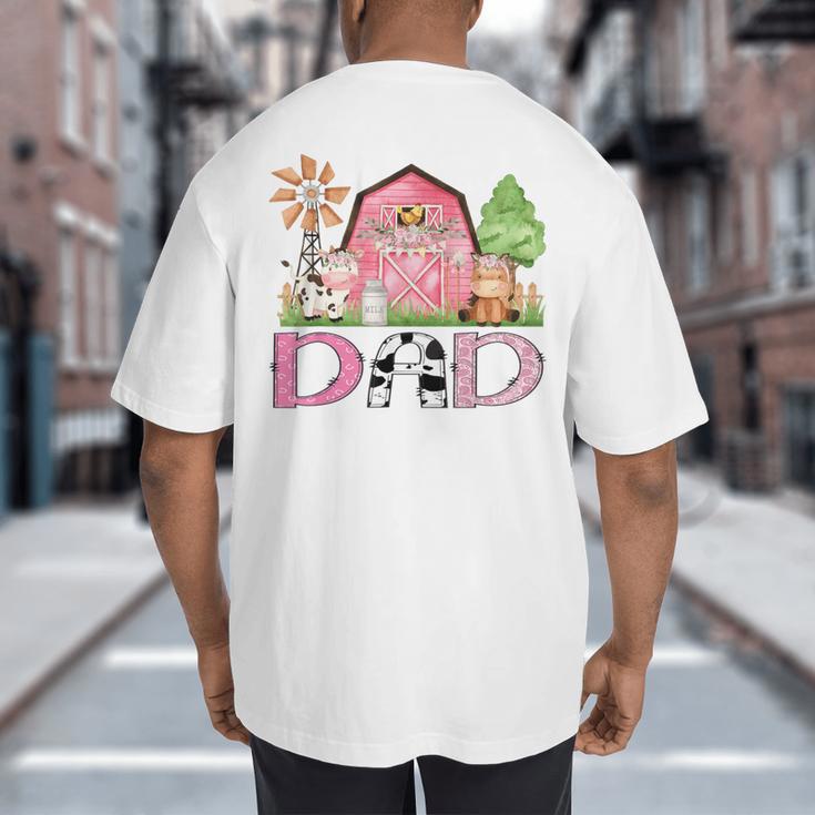 Dad Pink Farm Animal Birthday Kids Matching Family Big And Tall Men's T-Shirt Back Print