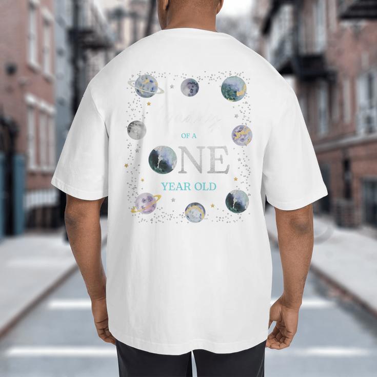 Daddy Houston We Have One Year Old Space Theme 1st Birthday Big And Tall Men's T-Shirt Back Print