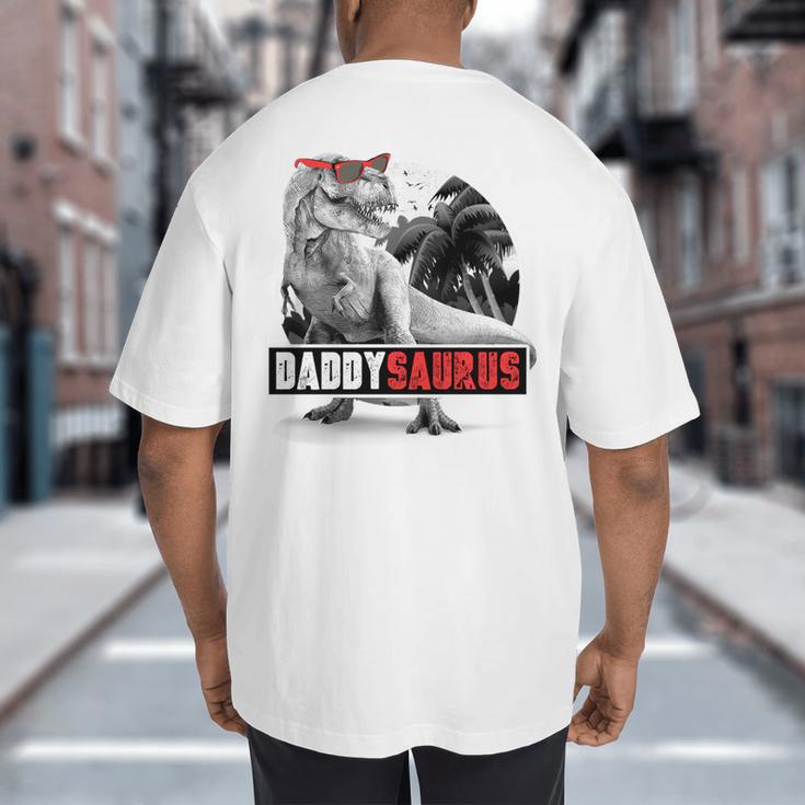 Daddysaurus T-Rex Dad Dinosaur Daddy Saurus Fathers Day Big And Tall Men's T-Shirt Back Print