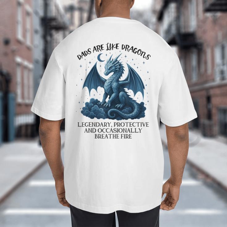 Dads Are Like Dragons Legendary Protective Fatherhood Big And Tall Men's T-Shirt Back Print