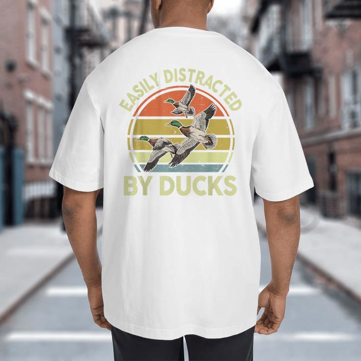 Easily Distracted Duck Hunting Dad Hunter Son Daughter Big And Tall Men's T-Shirt Back Print