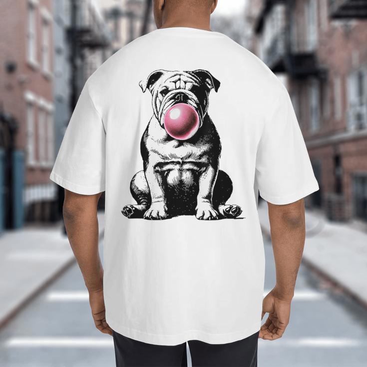English Bulldog Bubble Gum Vintage Dog Mom Pet Dad Big And Tall Men's T-Shirt Back Print