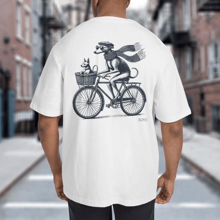 Italian Greyhound Whippet Bicycle Cycling Dog Mom Iggy Dad Big And Tall Men's T-Shirt Back Print