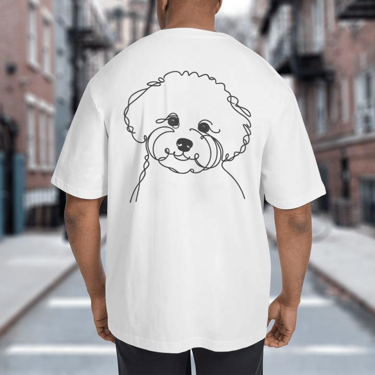 Line Art Dad Mom Dog Bichon Frise Big And Tall Men's T-Shirt Back Print