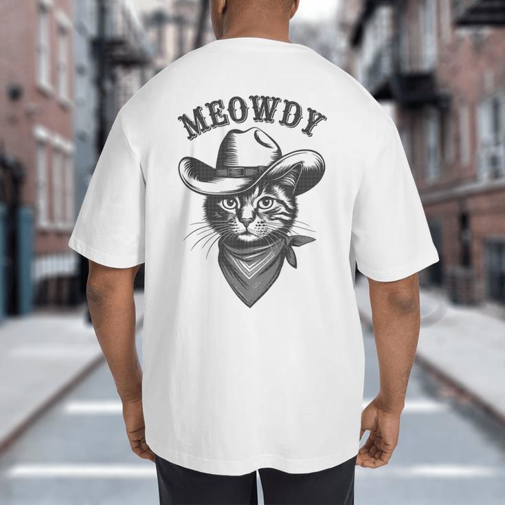 Meowdy Cat Cowboy Western Graphic Cat Lady Cat Dad Big And Tall Men's T-Shirt Back Print Meowdy Cat Cowboy Western Graphic Cat Lady Cat Dad Big And Tall Men's T-Shirt Back Print