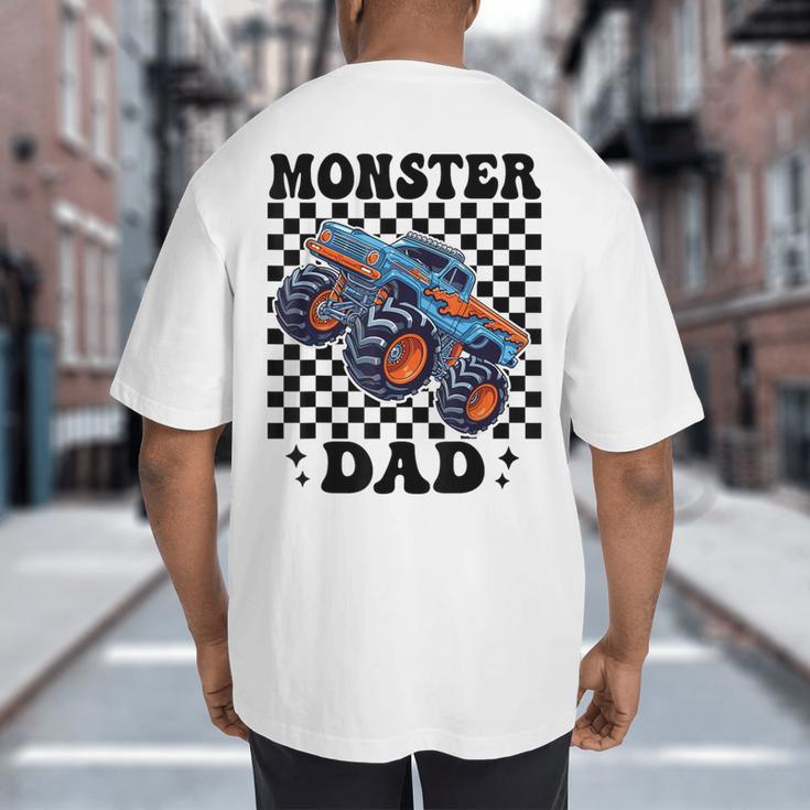 Monster Truck Dad Family Matching Monster Trucks Birthday Big And Tall Men's T-Shirt Back Print