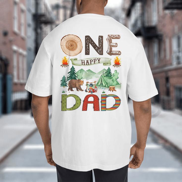 One Happy Dad Camper 1st Birthday Boy Camping Bear Big And Tall Men's T-Shirt Back Print