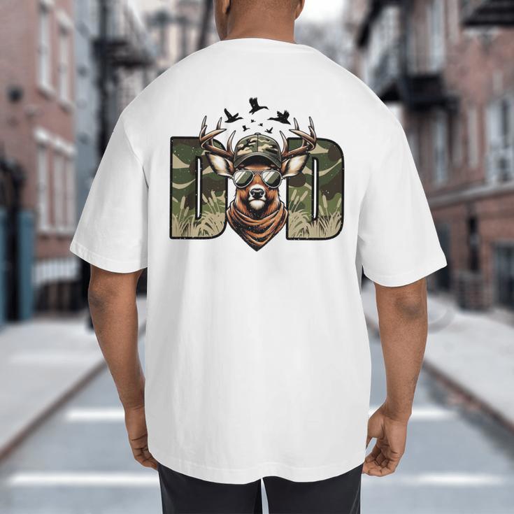 Retro Camo Dad Hunting Camouflage Deer Matching Big And Tall Men's T-Shirt Back Print