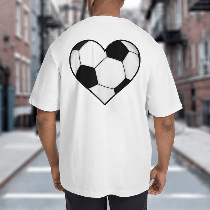Soccer Ball Heart Idea For Mom Dad Kids T-Shirt Big And Tall Men's T-Shirt Back Print