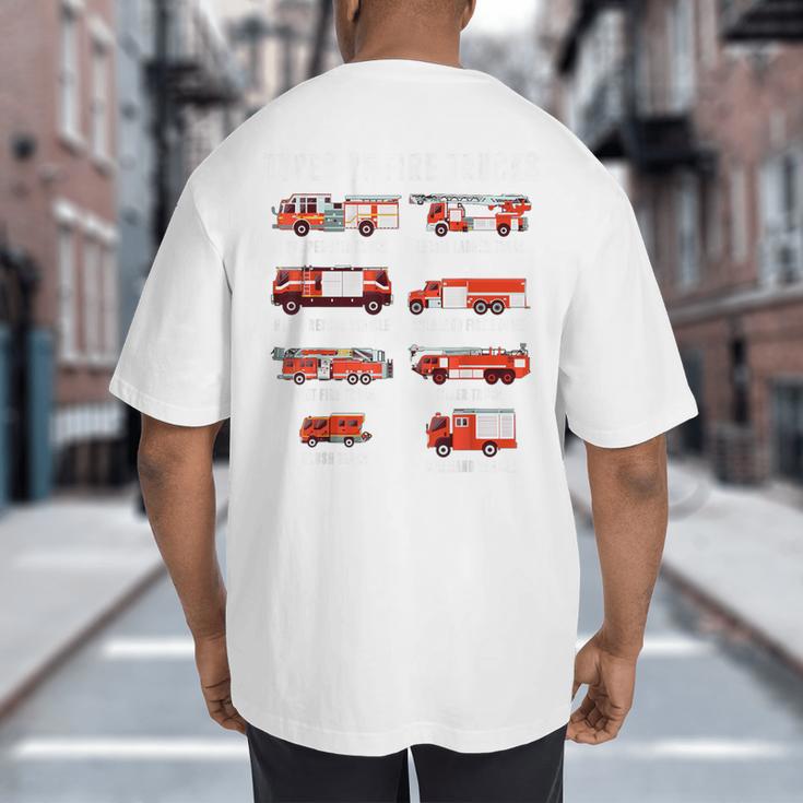 Toddler Boy Types Of FireTruck Firefighter Baby Dad Fireman Big And Tall Men's T-Shirt Back Print
