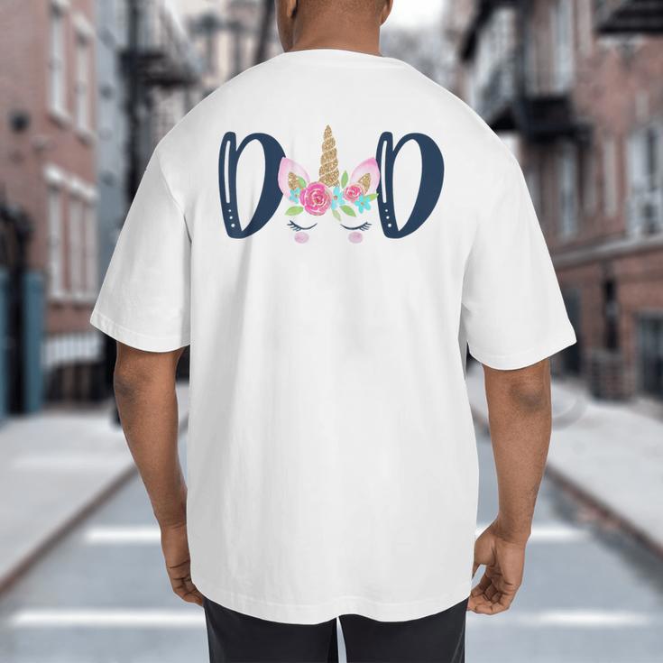 Unicorn Dad Birthday Shirt Matching Family Party Tee T-Shirt Big And Tall Men's T-Shirt Back Print