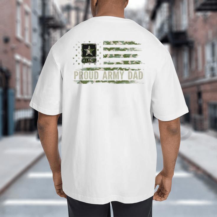 Vintage Proud Army Dad Camo American Flag Veteran Big And Tall Men's T-Shirt Back Print Vintage Proud Army Dad Camo American Flag Veteran Big And Tall Men's T-Shirt Back Print