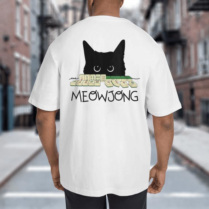 Women's Meowjong Cat Mahjong Chinese Game Cat Mom Dad Big And Tall Men's T-Shirt Back Print