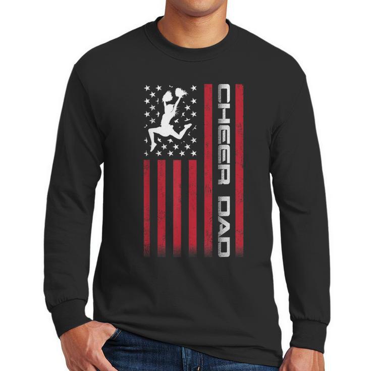 4th Of July US Flag Cheer Dad Shirt For Father's Cheer Men Long Sleeve T-Shirt