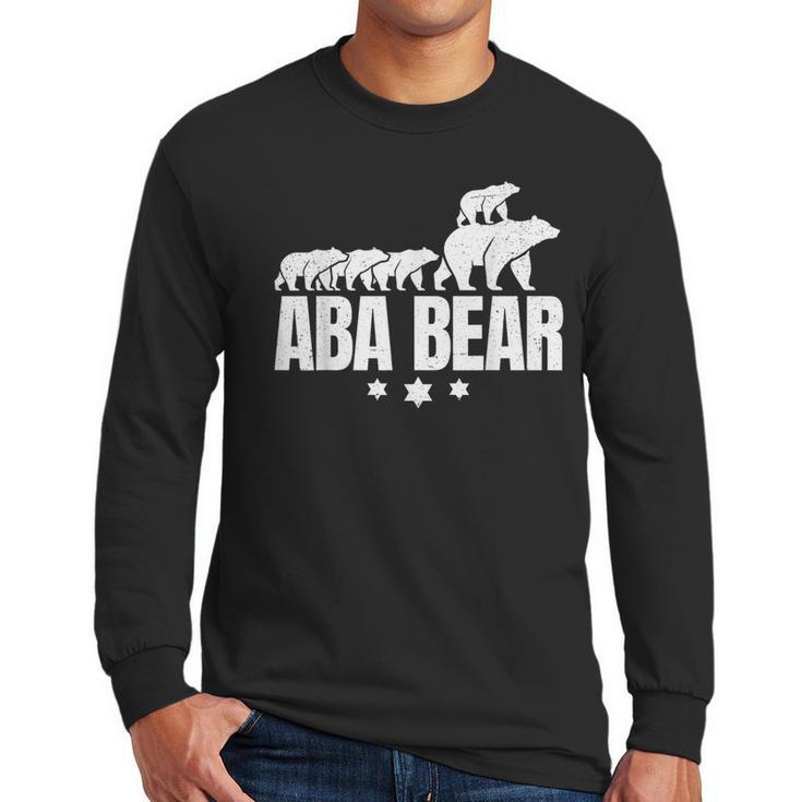 Aba Bear For Jewish Dad With Four Kids On Father's Day Men Long Sleeve T-Shirt