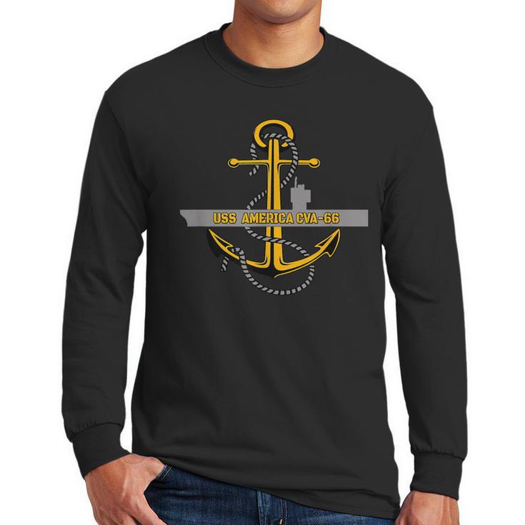 Aircraft Carrier USS America CVA-66 Veterans Day Dad Son Boy Men Long Sleeve T-Shirt