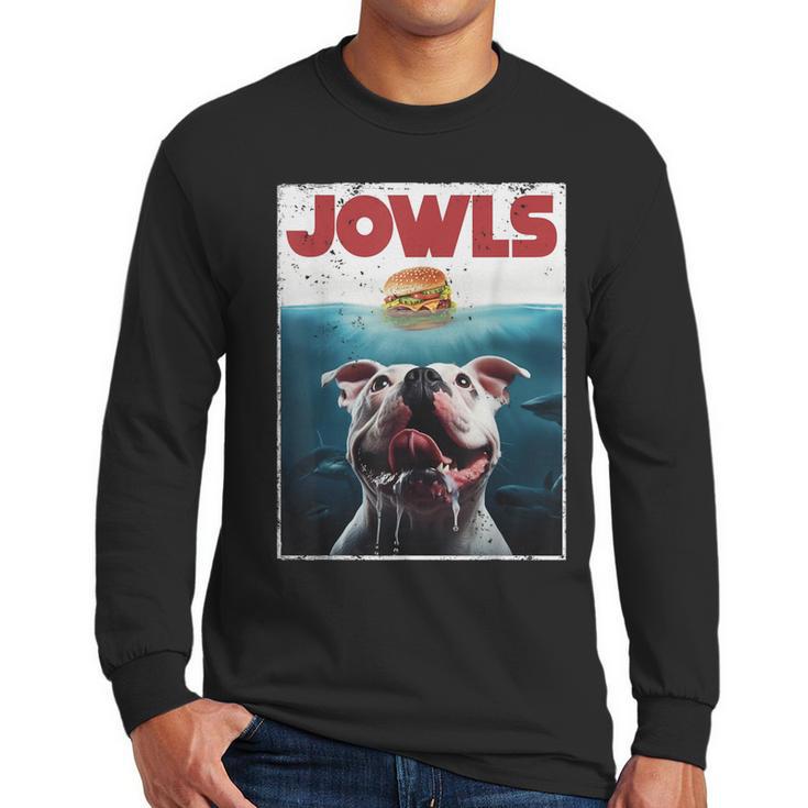 American Bulldog Jowls Burger Bully Dog Mom Dog Dad Men Long Sleeve T-Shirt