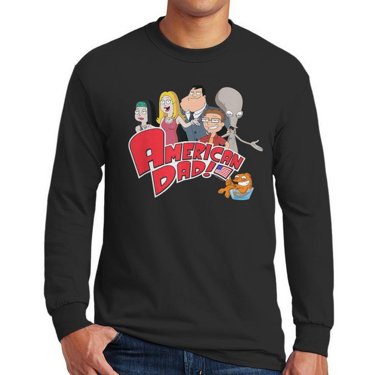 American Dad Show Logo With Family Cartoon Men Long Sleeve T-Shirt