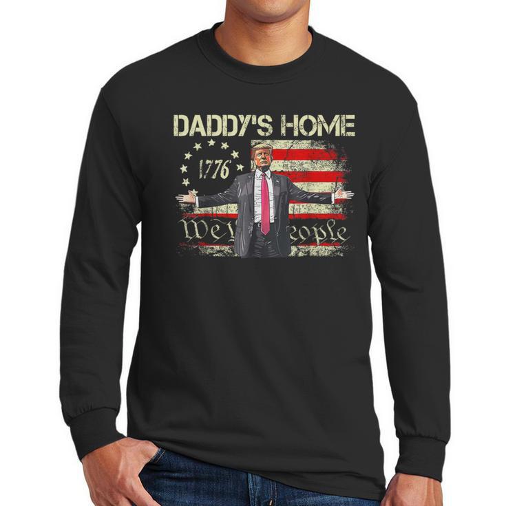 American Flag Trump 2024 Daddy's Home We The People Men Long Sleeve T-Shirt
