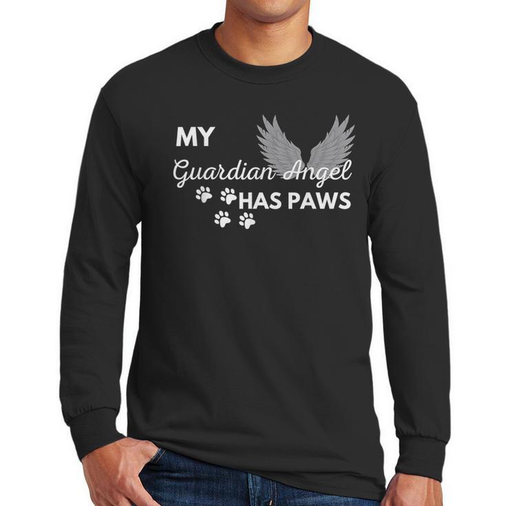 My Angel Has Paws Shirt Pet Memorial Cat Dog Dad Mom Men Women Girls Kids Men Long Sleeve T-Shirt