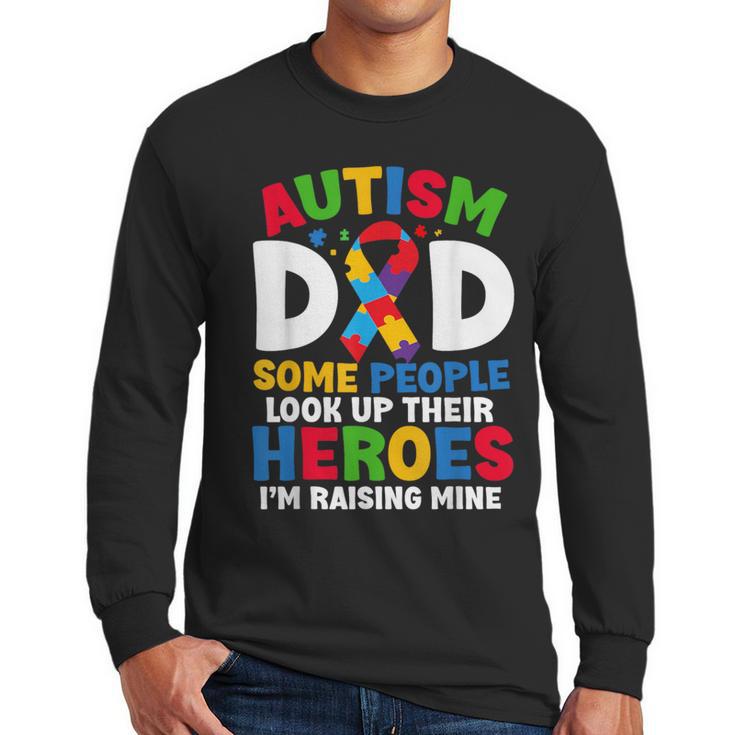 Autism Dad Puzzle Ribbon Proud Son Hero Autism Awareness Men Long Sleeve T-Shirt