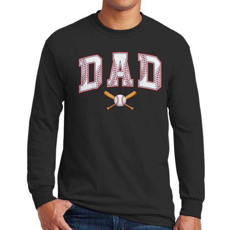 Baseball Dad Shirt Baseball Player Game Day Father's Day Men Long Sleeve T-Shirt