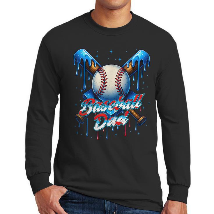 Baseball Drip Dad Father Day Birthday Group Matching Family Men Long Sleeve T-Shirt