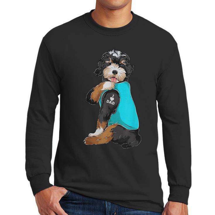 Bernedoodle I Love Dad Tattoo Apparel Dog Dad Dads Men Long Sleeve T-Shirt
