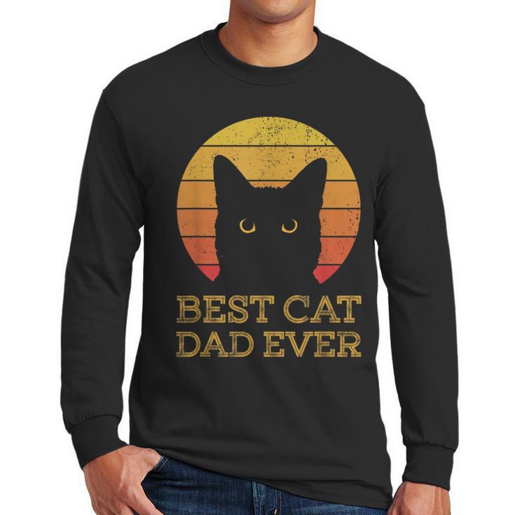 Best Cat Dad Ever Vintage Cat Daddy Fathers Day Men Long Sleeve T-Shirt