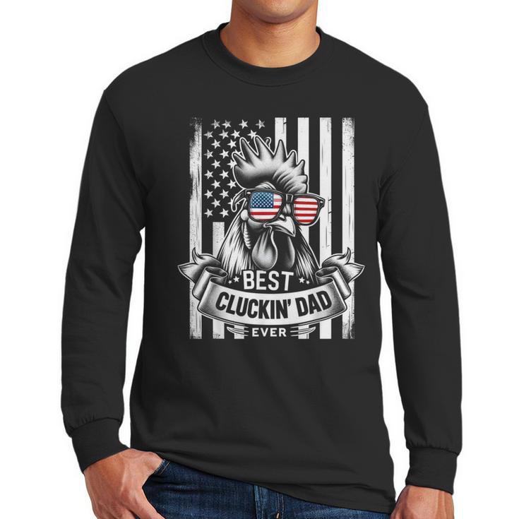Best Cluckin' Dad Ever Chicken Lover Graphic Tees  Cotton Polyester Casual Graphic Small Crew Neck Short Sleeve Men Long Sleeve T-Shirt