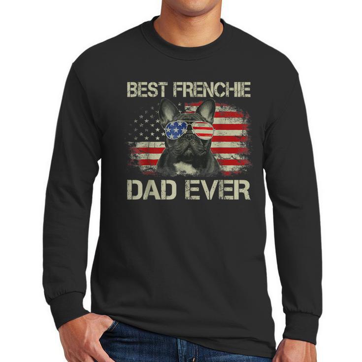 Best Frenchie Dad Ever Bulldog American Flag Men Long Sleeve T-Shirt