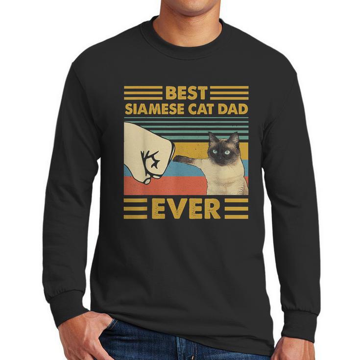 Best Siamese Cat Dad Ever Retro Vintage Sunset Men Long Sleeve T-Shirt