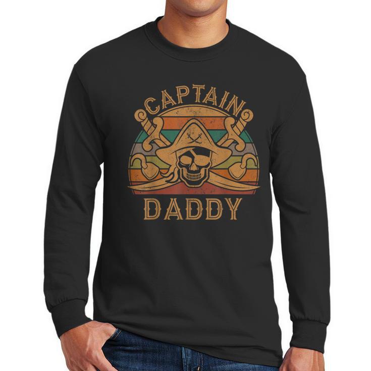 Captain Daddy Pirate Jolly Roger Flag Dad Halloween Men Long Sleeve T-Shirt
