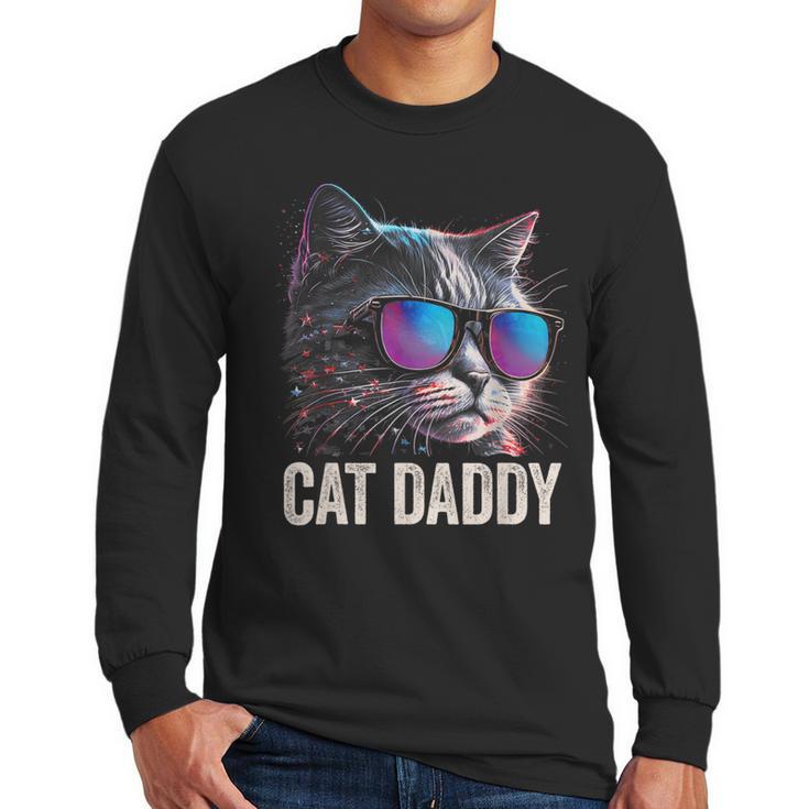 Cat Daddy Shirt Cat Sunglasses Cool Cat Dad Men Father Men Long Sleeve T-Shirt