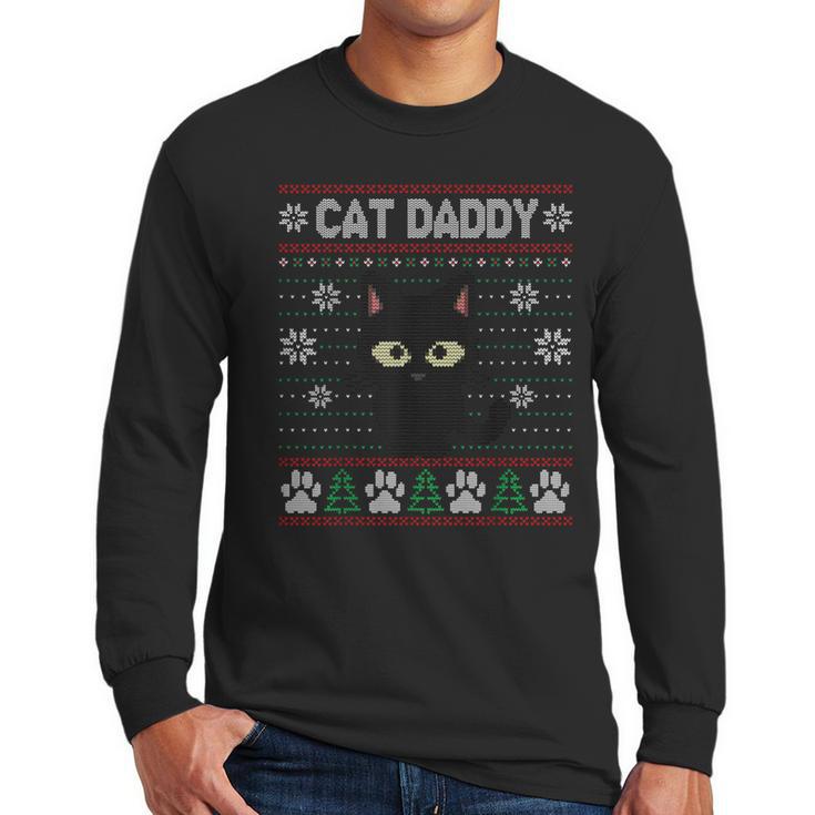 Cat Daddy Ugly Christmas Sweater Pajama Kitty Cat Lover Xmas Men Long Sleeve T-Shirt