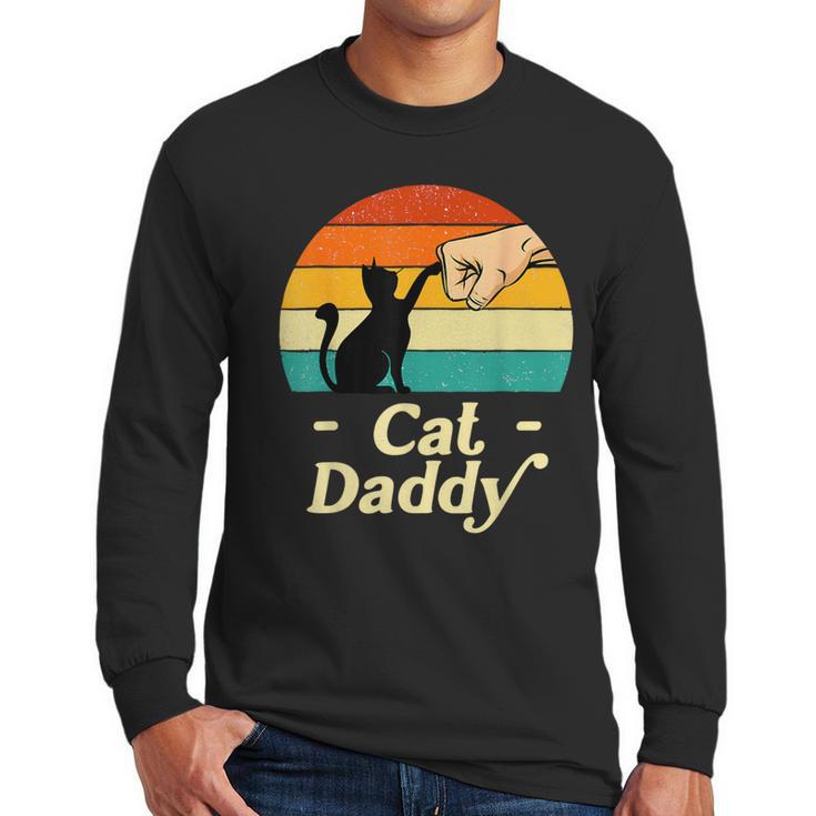 Cat Daddy Vintage Cat Lover Cat Dad Fathers Day Men Long Sleeve T-Shirt