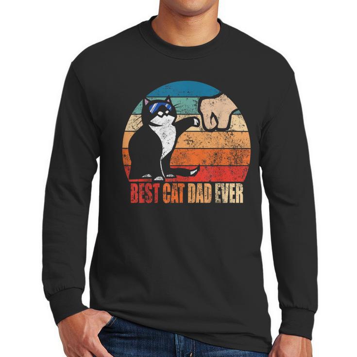 Cat Loving Daddy Fathers Day Mens None Best Cat Dad Ever Paw Fist Bump Fathers Day Tee T Shirt Small US Men Long Sleeve T-Shirt