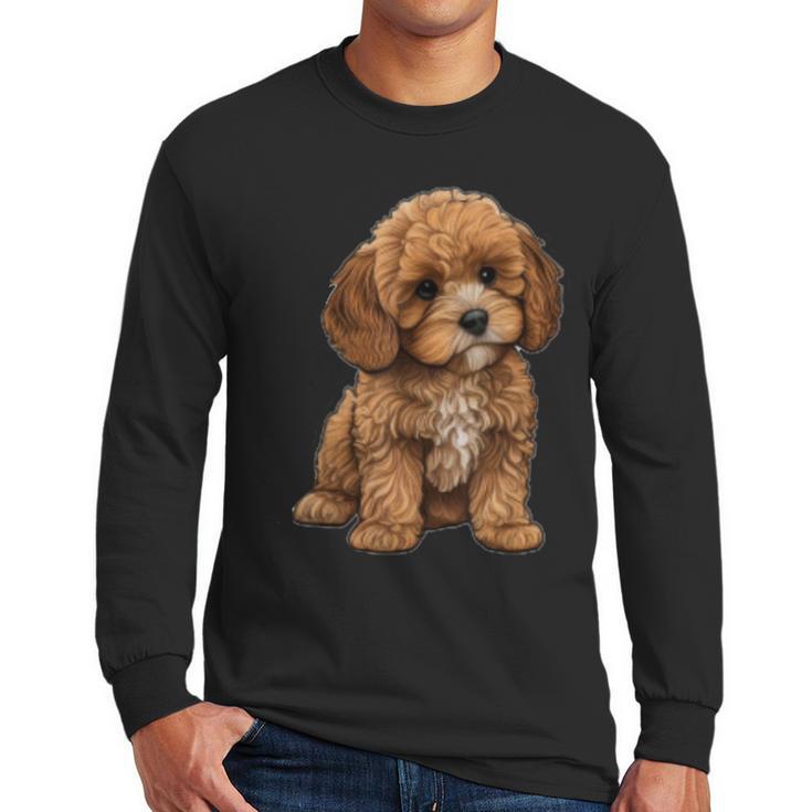 Cavapoo Breed Pet Lover Art Dog For Mom Dad Kids Men Long Sleeve T-Shirt